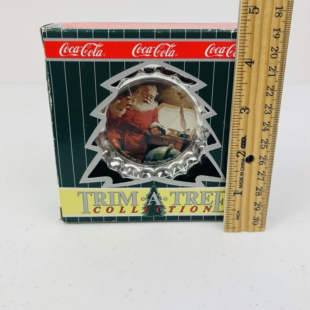 Vintage Coca Cola Ornament Bottle Cap Santa Trim a Tree Collection 1994